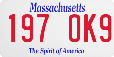 MA license plate 197OK9