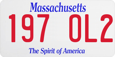 MA license plate 197OL2