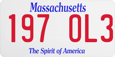 MA license plate 197OL3