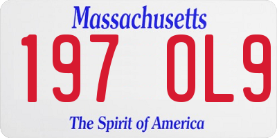 MA license plate 197OL9