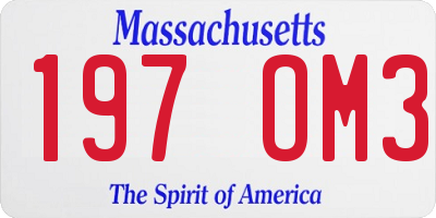 MA license plate 197OM3