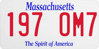 MA license plate 197OM7