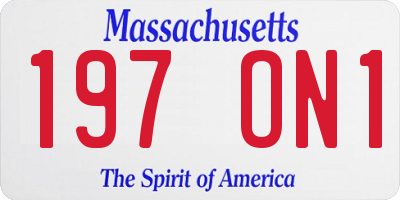 MA license plate 197ON1