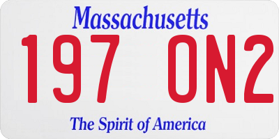 MA license plate 197ON2