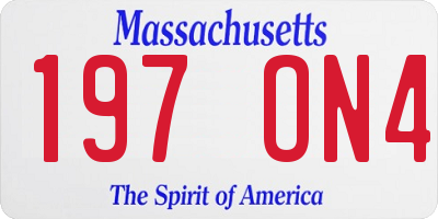 MA license plate 197ON4