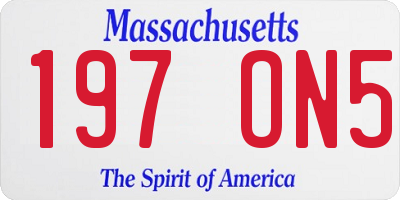 MA license plate 197ON5