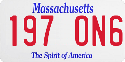 MA license plate 197ON6