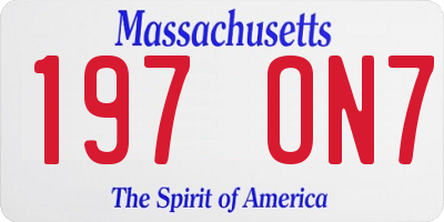 MA license plate 197ON7