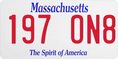 MA license plate 197ON8