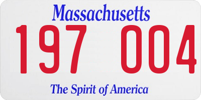 MA license plate 197OO4