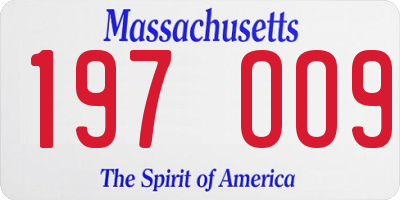 MA license plate 197OO9