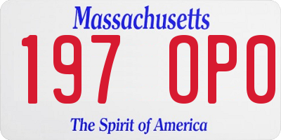 MA license plate 197OP0