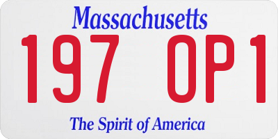 MA license plate 197OP1