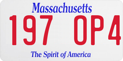 MA license plate 197OP4