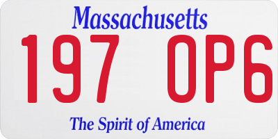 MA license plate 197OP6