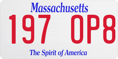 MA license plate 197OP8