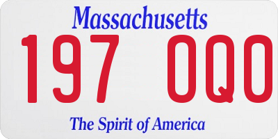 MA license plate 197OQ0