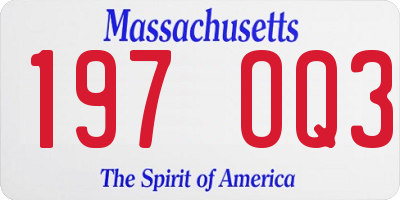 MA license plate 197OQ3