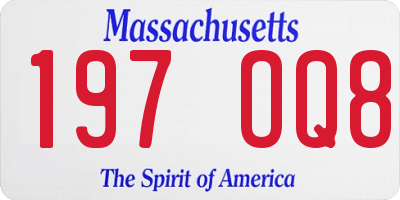 MA license plate 197OQ8