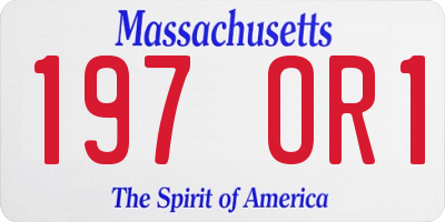 MA license plate 197OR1