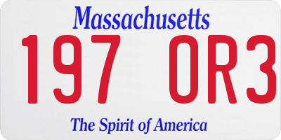 MA license plate 197OR3