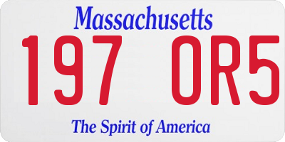 MA license plate 197OR5