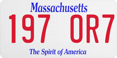 MA license plate 197OR7