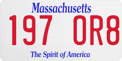 MA license plate 197OR8