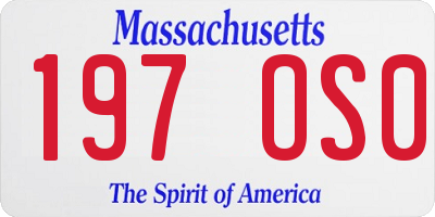 MA license plate 197OS0