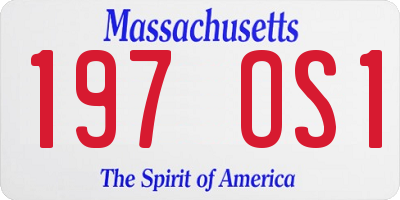 MA license plate 197OS1