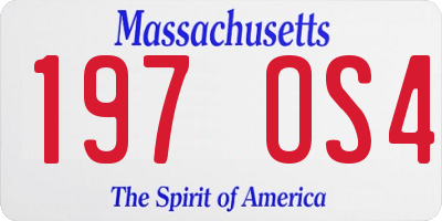 MA license plate 197OS4