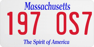 MA license plate 197OS7
