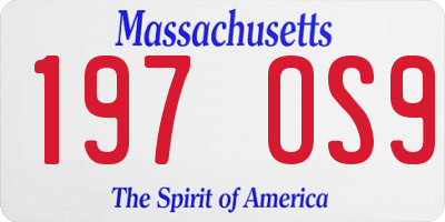 MA license plate 197OS9