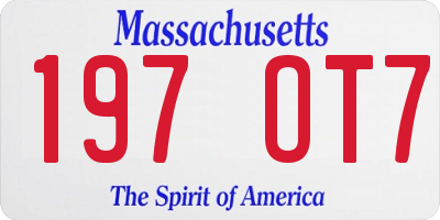 MA license plate 197OT7