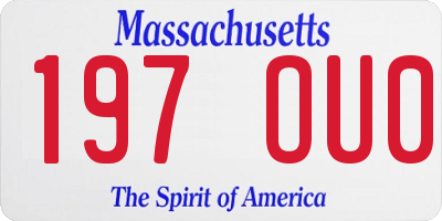 MA license plate 197OU0