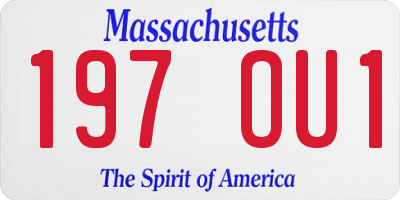 MA license plate 197OU1