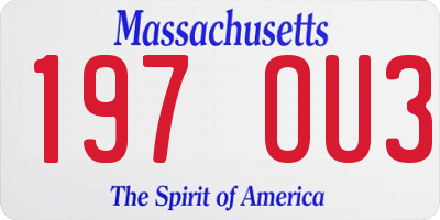 MA license plate 197OU3