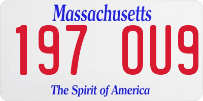 MA license plate 197OU9