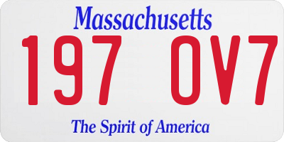 MA license plate 197OV7