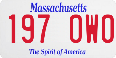 MA license plate 197OW0