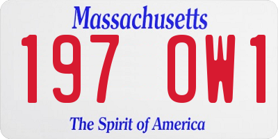 MA license plate 197OW1