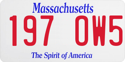 MA license plate 197OW5