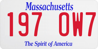MA license plate 197OW7