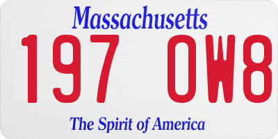 MA license plate 197OW8