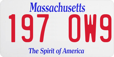 MA license plate 197OW9