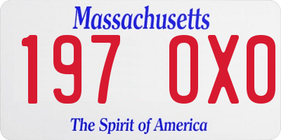 MA license plate 197OX0