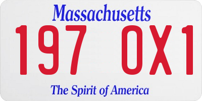 MA license plate 197OX1