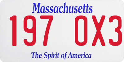 MA license plate 197OX3
