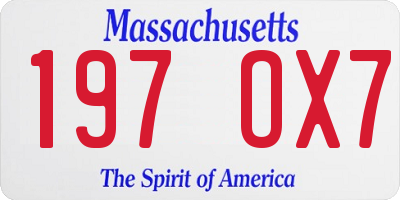 MA license plate 197OX7