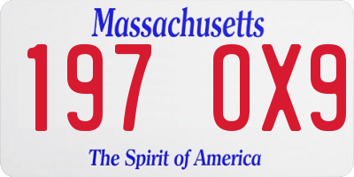 MA license plate 197OX9
